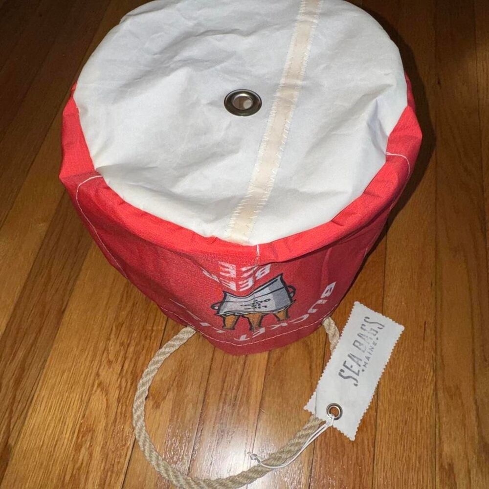 Sea Bags of Maine x Life is Good Red Beverage Bucket Bag Made in USA - Picture 8 of 8